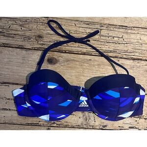 Adidas Womens Size M Blue Pattern Bikini Top NWOT